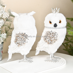 Décorations de Noël créatives : Hibou décoratif pour la maison, vitrine de magasin, design artisanal en mousse floquée pour décorations - Product Image 4