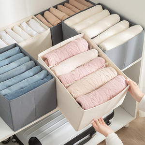 Caja de almacenamiento de ropa plegable lavable de gasa de punto de lona multiusos organizada, caja de papelería plegable apilable - Product Image 1