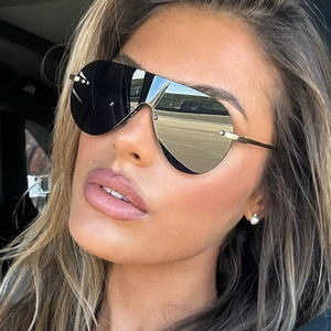 Gafas de Sol de Diseño de Marca a la Moda, Montura Metálica Extra Grande, Sin Aro, UV400, para Mujer, Únicas, de una Pieza, Estilo Punk, Tendencia 2026 - Product Image 2