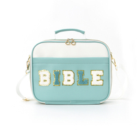 Sac bandoulière en PVC pour femme avec patchs lettres en chenille, idéal pour la vente en gros et la mode