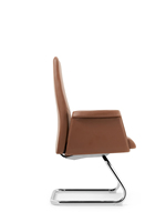 Chaises de bureau en cuir véritable brun de style moderne pour les salles de conférence et les réunions, sans roulettes