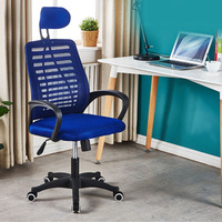Chaise de bureau ergonomique en maille, chaise de bureau à domicile, chaise de travail pivotante avec appui-tête réglable, base à cinq étoiles, accoudoirs en acier