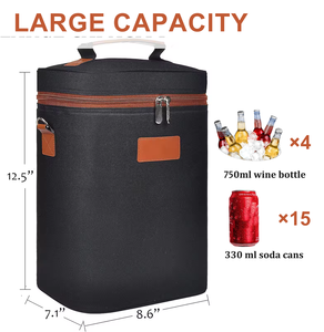 Portador de regalo de vino de 4 botellas, bolsa de mano de transporte de vino versátil portátil acolchada aislada para viaje <span class=keywords><strong>BYOB</strong></span> restaurante Vino Ta - Product Image 2
