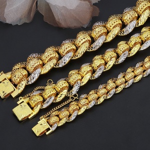 Pulseras de Cadena Gruesa Chapadas en Oro y Plata de 24K de Moda de Jxx Fashion, Hechas Principalmente de Latón, para Mujer, Venta al Por Mayor - Product Image 1