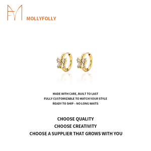 Orecchini a Farfalla Classici da Donna, Placcati in <span class=keywords><strong>Oro</strong></span> 18K, Acciaio Inossidabile Impermeabile, Gioielli con Zirconi per Feste - Product Image 5