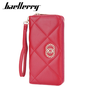กระเป๋าสตางค์ใบยาวสำหรับผู้หญิงแบรนด์ Baellerry ทำจากหนัง PU ความจุเยอะ พร้อมสายคล้องตกแต่ง สีแดง - Product Image 1