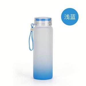 Bouteille de voyage en verre borosilicate de haute qualité, 17 oz, avec dégradé ombré pastel, couleur assortie, couvercle avec mini-attache en corde, compatible alimentaire - Product Image 5