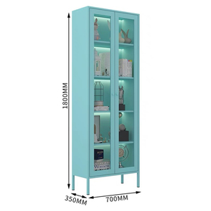Modern pembe <span class=keywords><strong>Metal</strong></span> esnek cam kapı dosya dolabı çelik dolap yatak odası mutfak ev ofis ve okul oturma odası için - Product Image 2