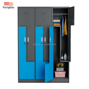 Casier mural en acier à 2 portes en forme de Z avec serrure à clé, écologique et durable, casiers de gym en forme de L, structure métallique démontable - Product Image 6