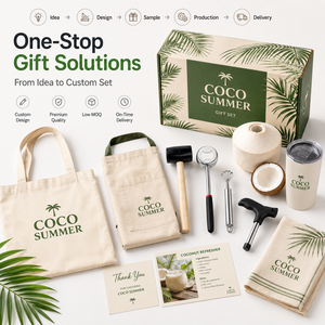 Lot de 4 ouvre-noix de coco en acier inoxydable avec logo personnalisé, outil perforateur, grattoir et marteau pour l'eau et la chair de noix de coco verte fraîche - Product Image 6