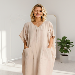 Camicie <span class=keywords><strong>da</strong></span> <span class=keywords><strong>notte</strong></span> <span class=keywords><strong>da</strong></span> donna in tinta unita con tasche, in morbido <span class=keywords><strong>cotone</strong></span>, comode, leggere, a maniche corte, lavabili in lavatrice - Product Image 3
