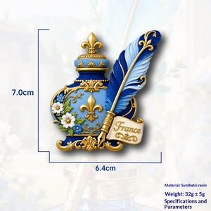 Bouteille d'encre irisée française, stylo plume, aimant 3D pour réfrigérateur, souvenir <span class=keywords><strong>de</strong></span> voyage, cadeau, décoration d'intérieur, fabriqué en Chine - Product Image 4