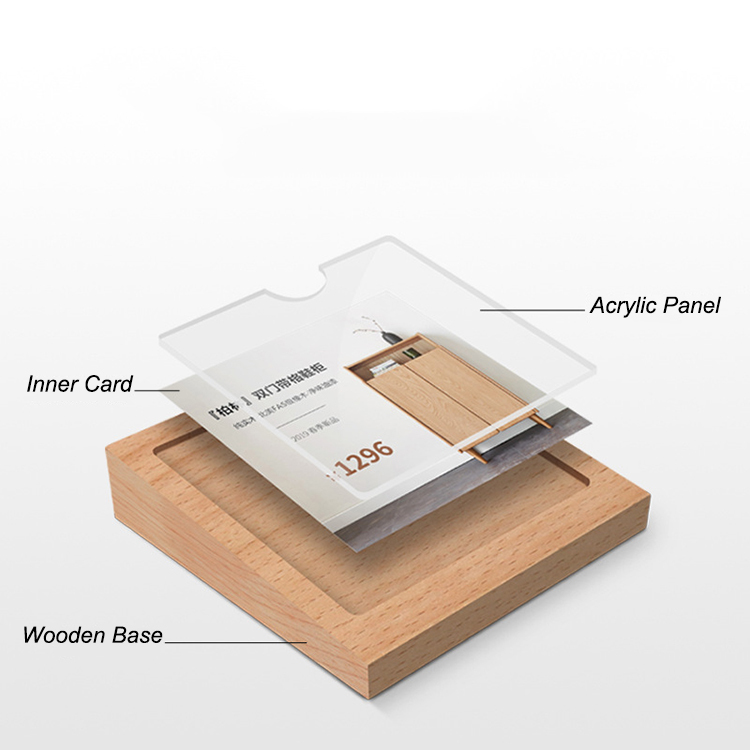 Wood Tag Display Stand Countertop Tag Display Rack Price Tag Display Holder With Customized Logo — view 4