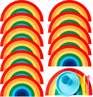 12 grands sets de table en feutre arc-en-ciel, accessoires de fête arc-en-ciel pour anniversaires, baby showers et décorations de fête