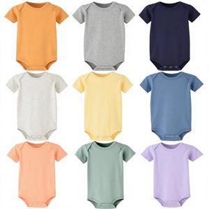 Body de Bebé Recién Nacido, de Algodón Tejido, de Manga Corta, Color Liso, Ropa para Bebé - Product Image 1