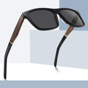 Lunettes de soleil en bois et acétate pour hommes, monture noire, verres TAC, protection UV400, carrées, polarisées, pour la conduite, la pêche, protection solaire - Product Image 1