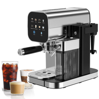 Machine à expresso professionnelle pour la maison, moulin à café, 20 bars, mousseur à lait, buse vapeur, réservoir d'eau amovible, machine à cappuccino et latte