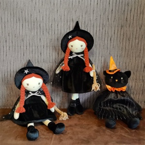 Usine Fait À La Main Jolie 36cm Enchanté Jardin Sorcière Doux Poupée Jouet En Peluche Doux Fille Poupée avec Balai-Tenue Noire - Product Image 3