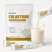 Poudre de colostrum bovin certifiée Halal de qualité supérieure pour adultes, nutrition quotidienne bien-être, sachet individuel portable, mélange facile, fabrication OEM