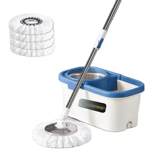 Blue Hand Free Mop High Quality Bucket Round Wet Dry Mop Light Weight Wife's Helper Automatic Dehydration Mop