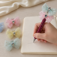 Nœud en organza pastel, breloque cœur en strass pour stylo, composant de bijoux DIY, fourniture artisanale en gros