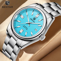 Montre mécanique automatique Benyar 5185 5185M de marque originale, étanche, avec aiguilles lumineuses, pour homme, Montre Reloj Uhr + Boîte