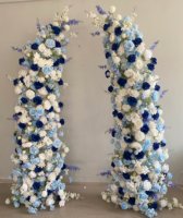Realistische Künstliche Seiden-Hochzeitsblumen Bogen Blaue Gangdekoration Hintergrund-Dekor