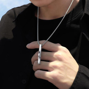 Collana <span class=keywords><strong>con</strong></span> Ciondolo Classica per Uomo, Catena Semplice in Acciaio Inossidabile, Gioielli da Regalo <span class=keywords><strong>Maschili</strong></span> - Product Image 4
