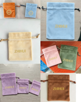 Pochette en velours noir personnalisée avec cordon de serrage, pochette à bijoux en velours, sacs à bijoux en velours avec logo