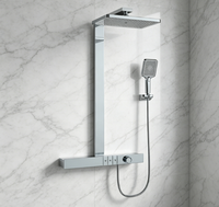 Ensemble de douche mural WEIHAO en laiton blanc avec cartouche céramique, pommeau de douche carré à effet pluie et douchette à main pour villas et hôtels