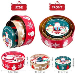 Factory Selling <b>Christmas</b> <b>Tin</b> Box <b>for</b> Gift Candy Cookie <b>Biscuit</b> Package With Lid Candy Round Empty Metal Cake <b>Tin</b> Boxes Packing - Product Image 1