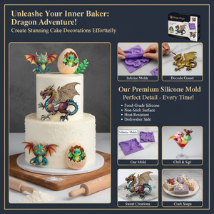 Molde de Silicona de Dragón Volador para Decoración de Pasteles, Adorno para Cupcakes, Dulces, Galletas, Manualidades con Azúcar, Arcilla y Resina - Product Image 6