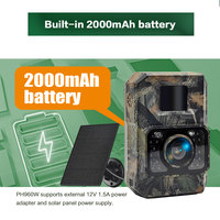 Mini caméra de chasse solaire avec batterie intégrée de 2000 mAh, caméra de surveillance de la faune, contrôle à distance Wi-Fi avec application, caméra extérieure