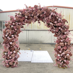 Arco Ecológico de Flores Artificiales de Seda, Hortensias y Rosas en Pasta de Frijol, Diseño Nuevo de IFG, 8x8 pies, para Decoración de Bodas - Product Image 1