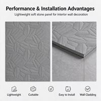 Panneau mural flexible en pierre gris motif feuille de bananier 3D gaufré, pliable pour mur de fond de salon et colonne courbe