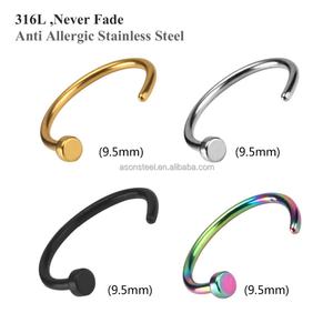 2017 แหวนจมูกแบบใหม่ของอินเดีย 4 ชิ้น/เซ็ต สีทอง สีเงิน สีดำ สีสันสดใส ป้องกันการแพ้ - Product Image 5