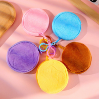 Porte-monnaie rond en peluche Macaron Kawaii mignon, pochette douce rembourrée avec porte-clés en polyester fait main pour filles, breloque de sac