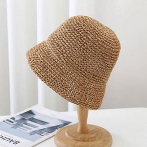 Wholesale in Stock Sun Protection Fashion Knitted Summer Blank Crochet <b>Straw</b> <b>Hat</b> for Ladies Women Beach Fold Bucket <b>Hat</b> - Product Image 3
