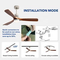 Hot Saling – ventilateur de plafond Led avec télécommande rétro de 60 pouces, avec 3 pales en bois massif
