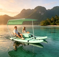 Catamaran gonflable portable, bateau à pontons pliable en aluminium, coque en PVC, bimini pour loisirs, pêche, plongée
