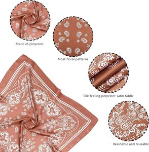 Oem Custom Logo Double Side Print Square <b>Satin</b> Head <b>Scarf</b> Bandana - Product Image 4