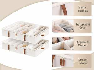 Lot de 2 organiseurs de rangement sous lit pour chaussures et vêtements, sacs de rangement en tissu rectangulaires pour chambre à coucher, type vertical - Product Image 5