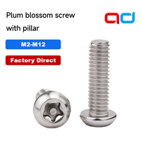 Vis antivol à tête cylindrique plate en acier inoxydable 304 zingué M2-M12 avec colonne, vis anti-démontage à tête plate ronde