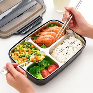 Çevre dostu öğle yemeği için Bento kutusu mikrodalga güvenli 3 bölmeli gıda kapları