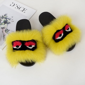 Europäische und amerikanische personal isierte Mode Kleine <span class=keywords><strong>Monster</strong></span> Hausschuhe Fluffy Furry Real Fox Pelz Hausschuhe für Frauen - Product Image 4