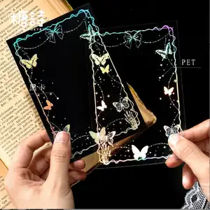 Candy poetry shinning laser silver pet and black card sticker pack for diy handcraft decoration