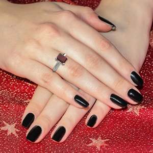 Sterling <b>Silver</b> Faux Ruby <b>Ring</b> With Diamonds - Product Image 6