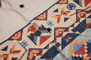 Chemise-veste décontractée pour <span class=keywords><strong>homme</strong></span> à imprimé aztèque, style ethnique vintage Navajo, manches longues, boutonnée, en sergé de coton - Product Image 3
