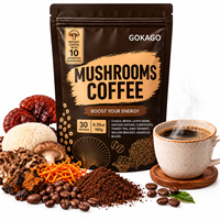 Mélange de café aux champignons 10-en-1 en poudre, fournisseur en gros, mélange instantané pour boissons, pour les magasins d'alimentation santé et les chaînes de vente de bien-être, vente en gros OEM