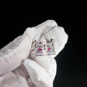 Anello Corona di Lusso 2026 con Rubino Taglio Marquise e Zirconi Cubici 8A in Argento Sterling 925 per Matrimonio e Fidanzamento - Product Image 3